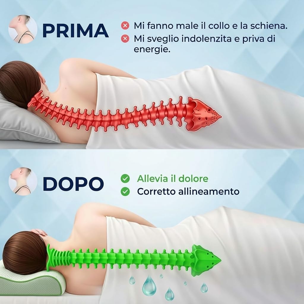 OrthoSleep - Sollievo che Aspettavi,Cuscino Ortopedico Memory Foam Allineamento Collo Colonna Vertebrale Prevenzione Dolori Posturali Sonno (Nero)