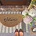 Barnyard Designs Half Moon Welcome Mat for Front Door and Outdoor Entrance, Large Door Mat Indoor Entrance and Outside Doormat, 30x17, Brown (Welcome)