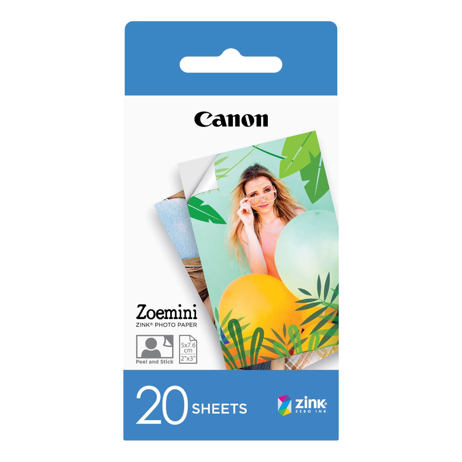 Canon Zoemini 2 Printing Kit Marineblau (INKL. 20x ZP-2030 + 10x Circle Sticker) & Papier Photo Zink 5 נ7,6 cm Zoemini | Pack de 20 Feuilles | Impression sans Encre | Résistant