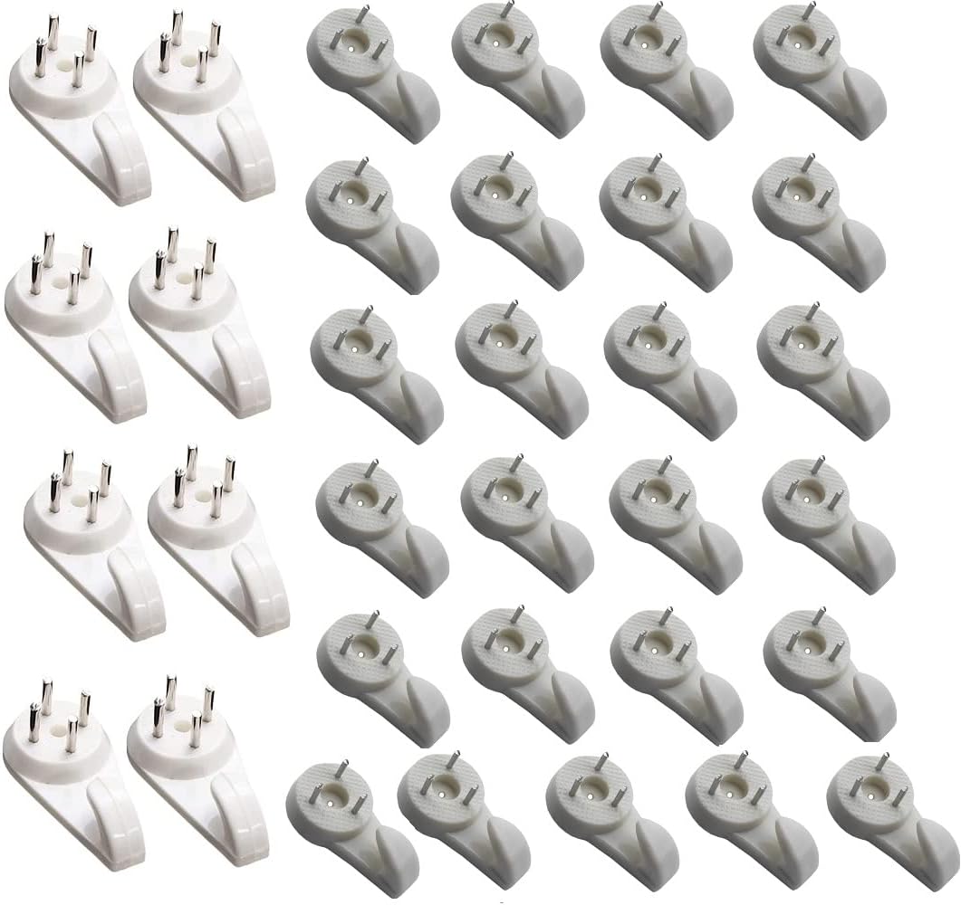 Merriway BH06984 Clear Plastic Storage Case-33 Pieces Assorted White Non-Trace Hardwall Picture Hanger Hooks Set-Boxed