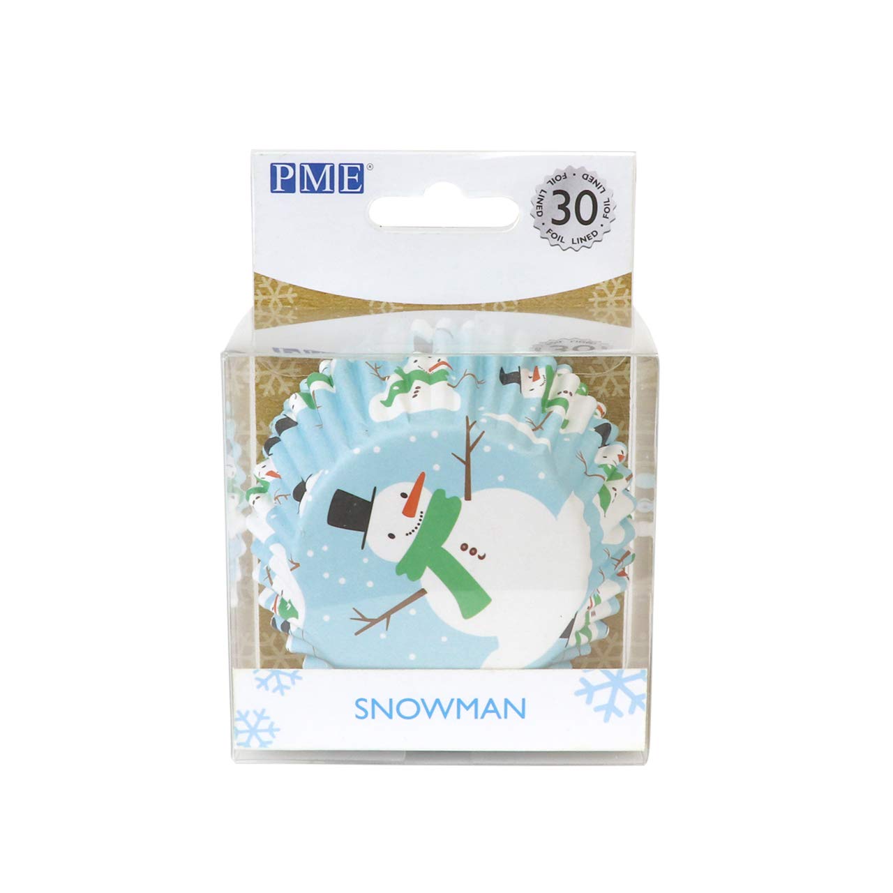PME Christmas Foil-Lined Cupcake Cases - Snowman (Pack of 30), White