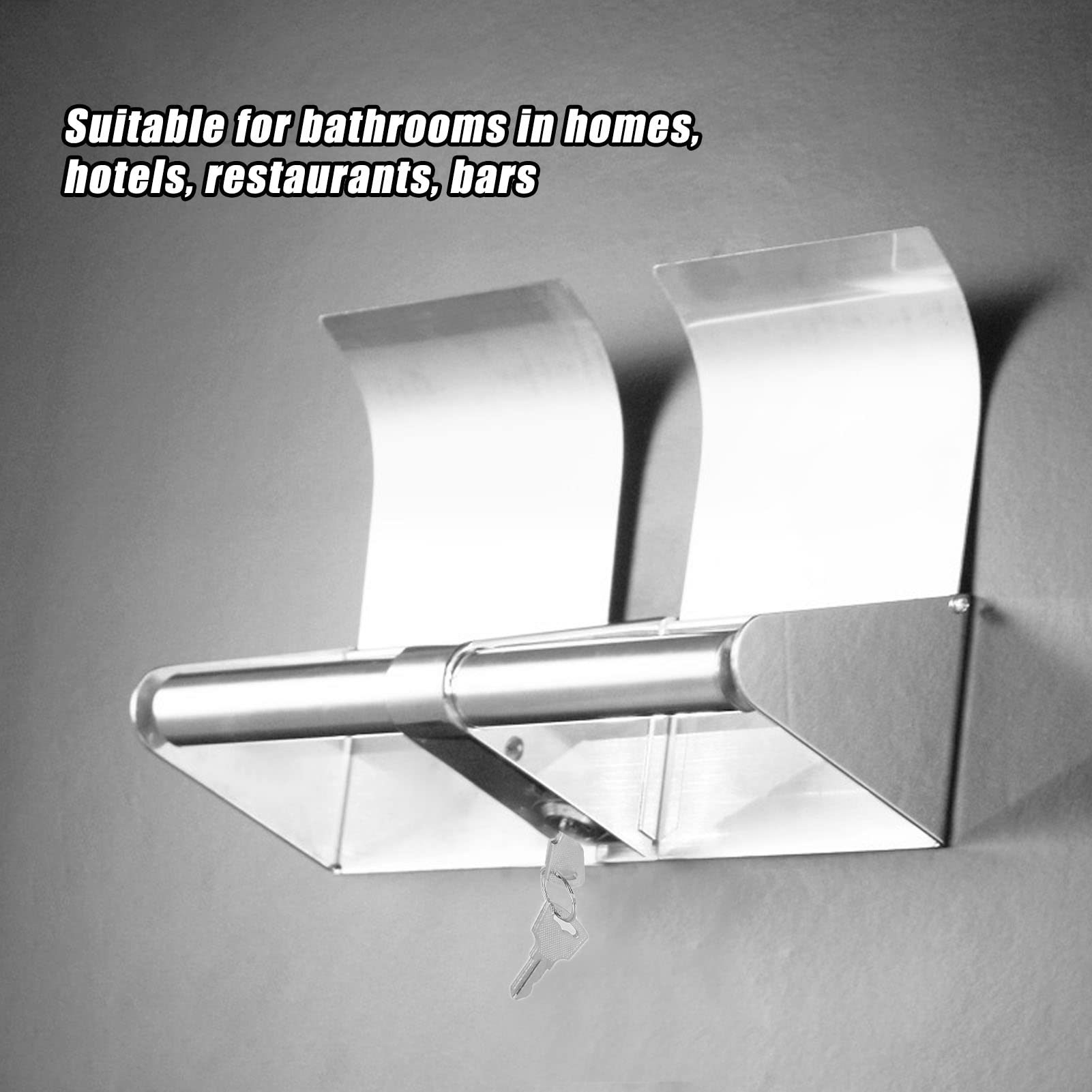 Portarotolo da Bagno, Portarotolo Doppio da Parete in Acciaio Inossidabile 304 con Serratura e Coperchio Impermeabile per il Ristorante Dell'hotel Domestico