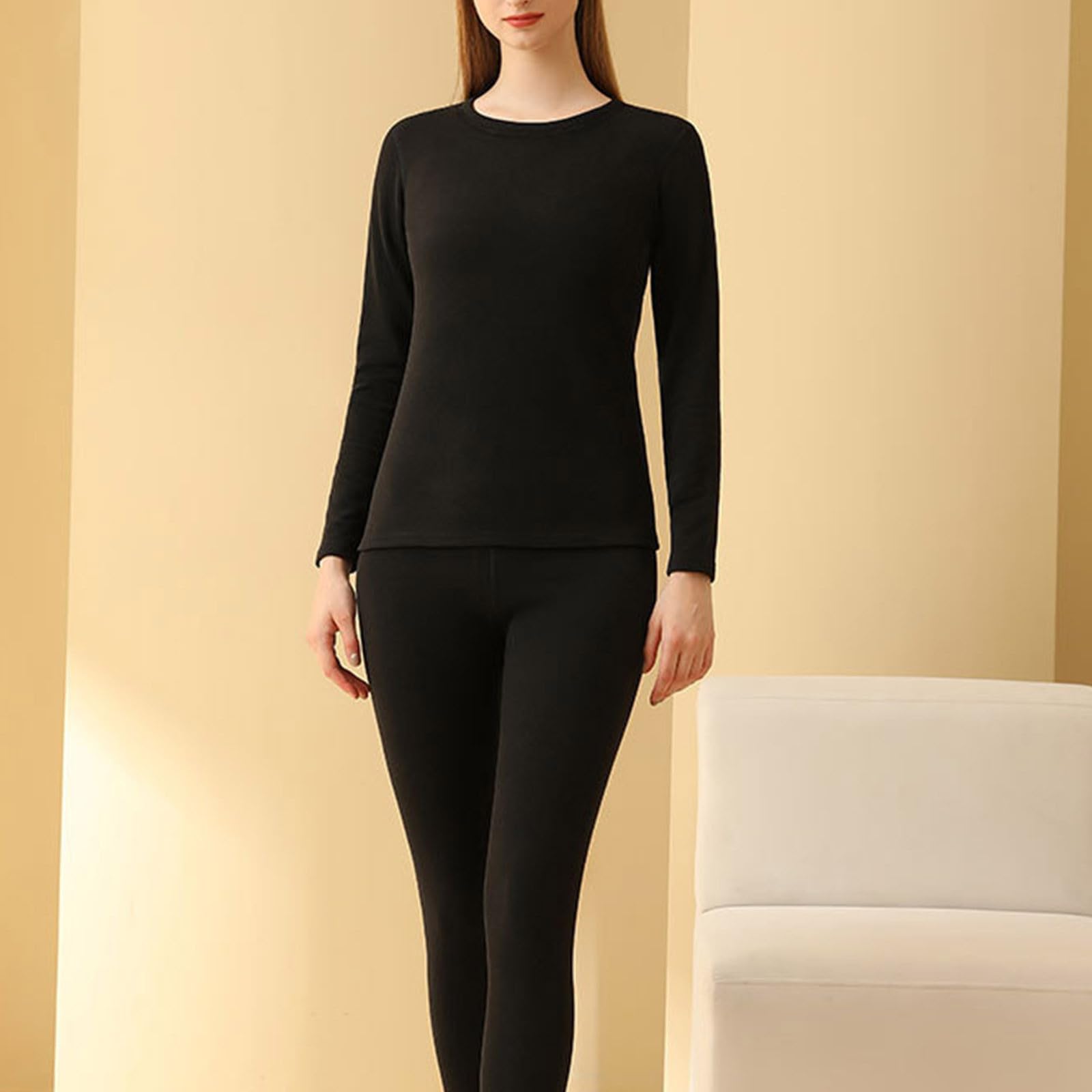 Women's Thermal Underwear Fleece Lined Cotton Long Johns Base Layer Pajamas Lightweight Soft Warm Comfy Top Bottom Sets