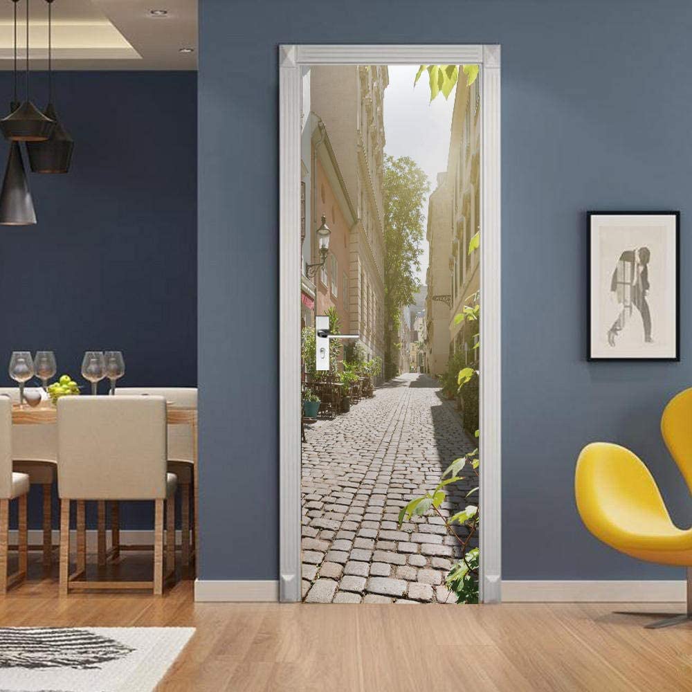 Adesivo Murale 3D Per Porta - Scenario Antica Città | Autoadesivo Rimovibile Per Camera Da Letto, Soggiorno, Decorazione Casa | Poster Effetto Reale