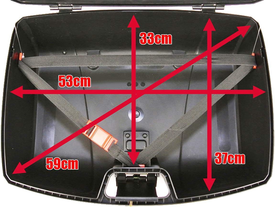 AG-86 容量47L リアボックス ブラック 着脱も簡単 オシャレなデザインで頑丈！ 大容量 汎用タイプ キャリア取付用 LEDストップランプ 背もたれパット 付き バイク バイクリアボックス トップケース (AG-86 ブラック)