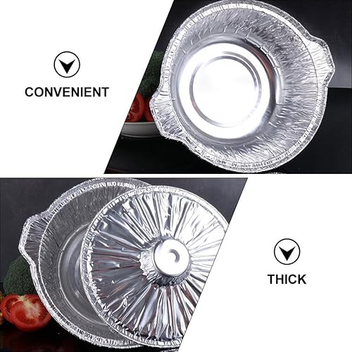 Miniatura 8 de Kichvoe 2 sartenes redondas de aluminio con tapa de 179.2 fl oz de papel de aluminio para hornear, olla de papel de aluminio, utensilios de cocina