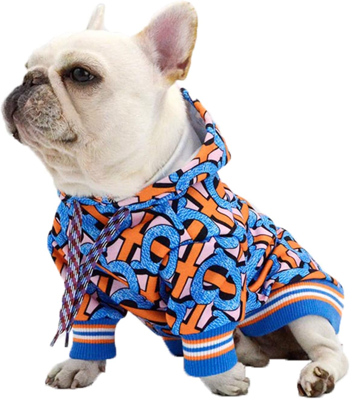 Lightweight Dog Hoodie, Soft and Comfortable Dog Jacket with Cuffs, Fashionable Dog Shirt with Hat for Small Medium Dogs Bulldog Husky