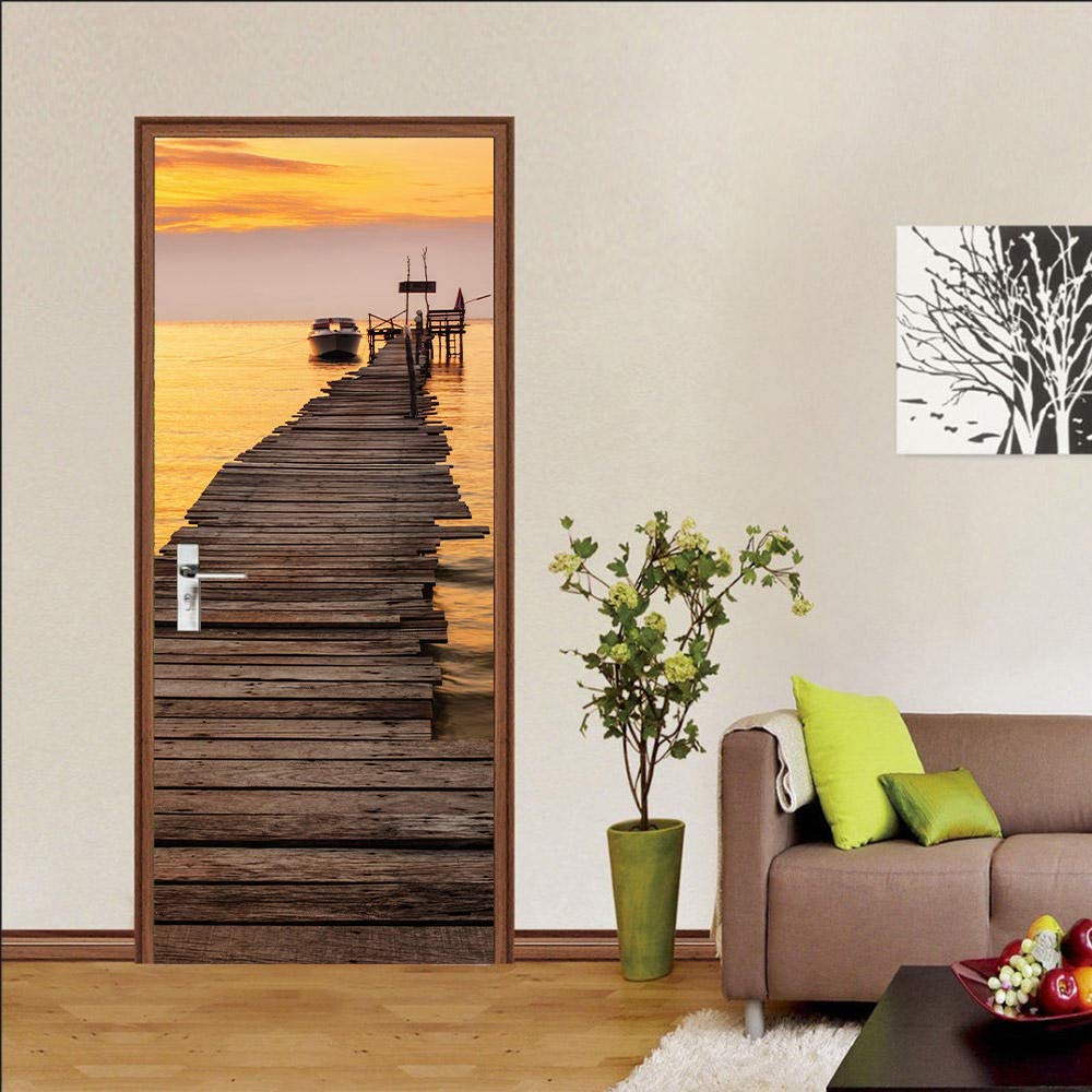 3d Adesivi Per Porte Alba Murale Autoadesivo Decorazione Della Casa Adesivi Murali Soggiorno Camera Da Letto Adesivi Artistici Rimovibili-95x215 cm