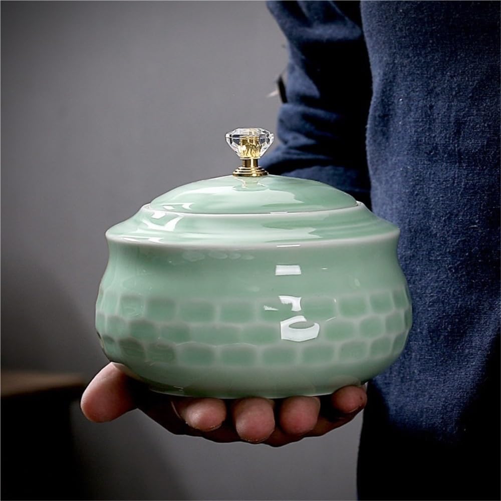Pojemniki na herbatę i przechowywanie Celadon, pojemnik do przechowywania herbaty sypkiej, ceramiczny słoik z uszczelnieniem, chiński zestaw do herbaty, słoik na herbatę Wake Up (E)