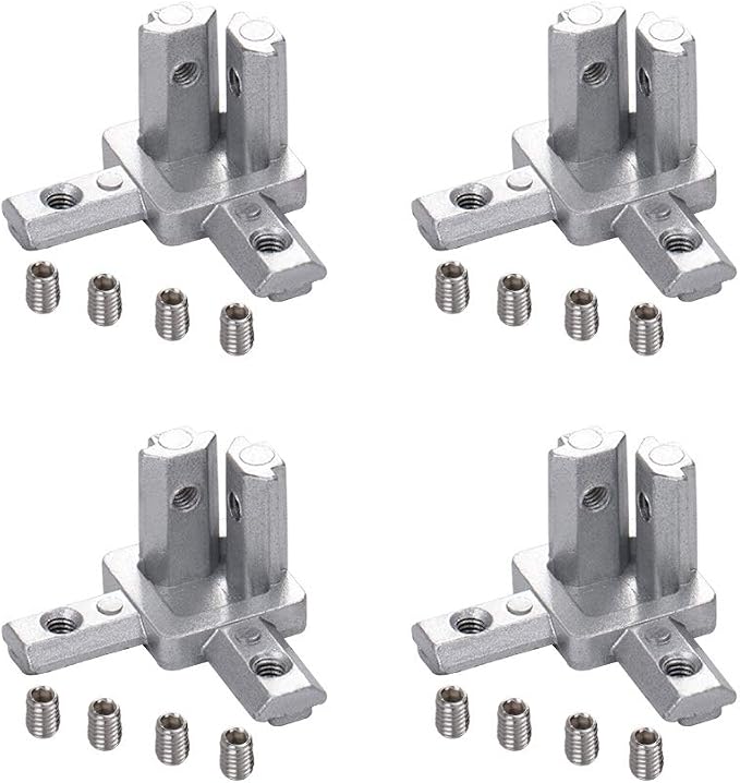 Kamtop - Connettore angolare con 10 angoli 30 scanalature, 8 connettori angolari in alluminio, set di fissaggio e copertura angolare in plastica, adatto per profili in alluminio 3030/3060