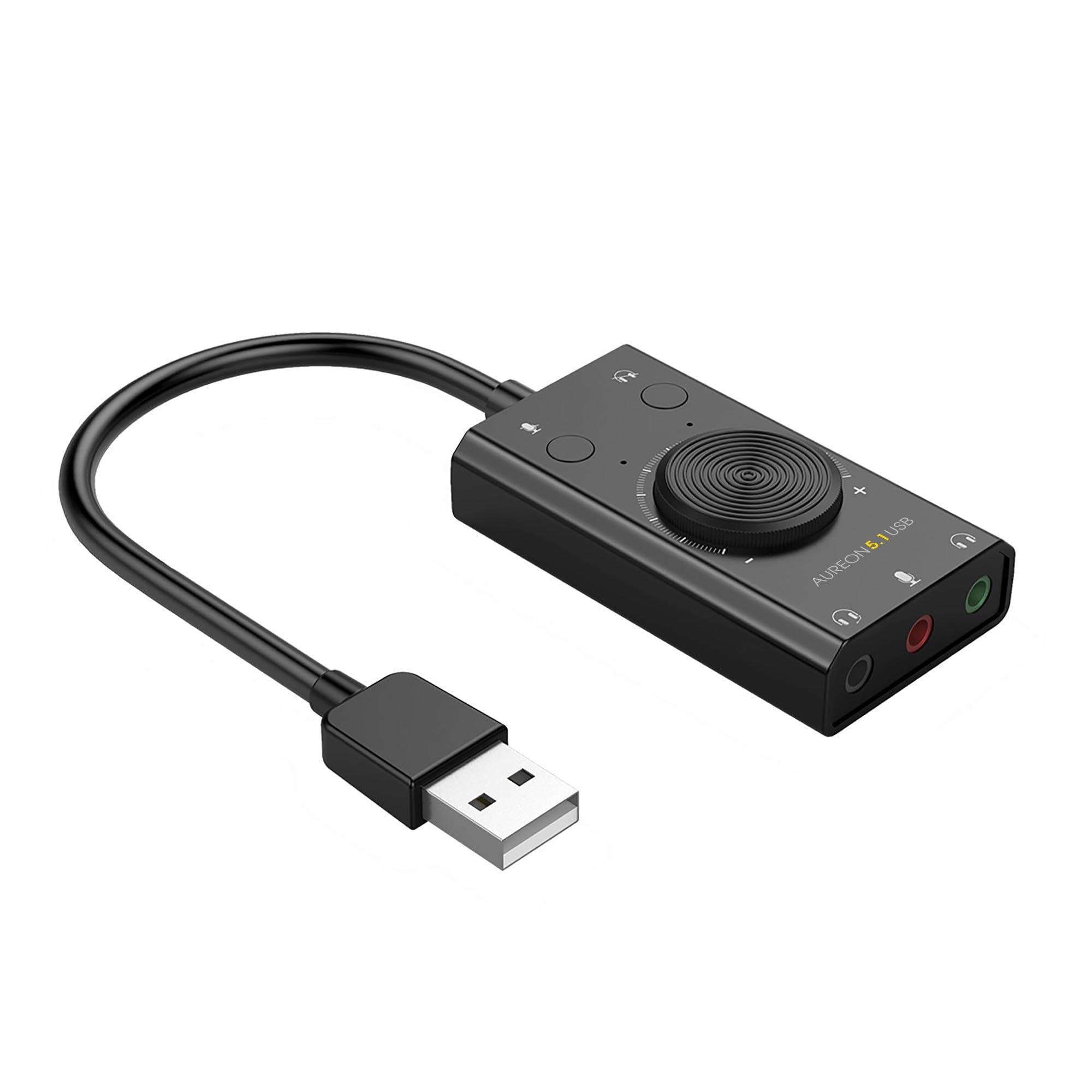 TerraTec AUREON - Tarjeta de Sonido Externa USB 5.1 2 en 1 USB estéreo con Control de Volumen y Control de Volumen, Plug & Play para PC, portátil, Tableta, MacBook