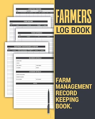 Farmers Log Book | Farm Management Record Keeping Book: A Monthly Farming Journal to Track Livestock, Equipment Maintenance &amp; Repairs, and Income &amp; ... Great Farmer's Ledger Gift for Men and Women