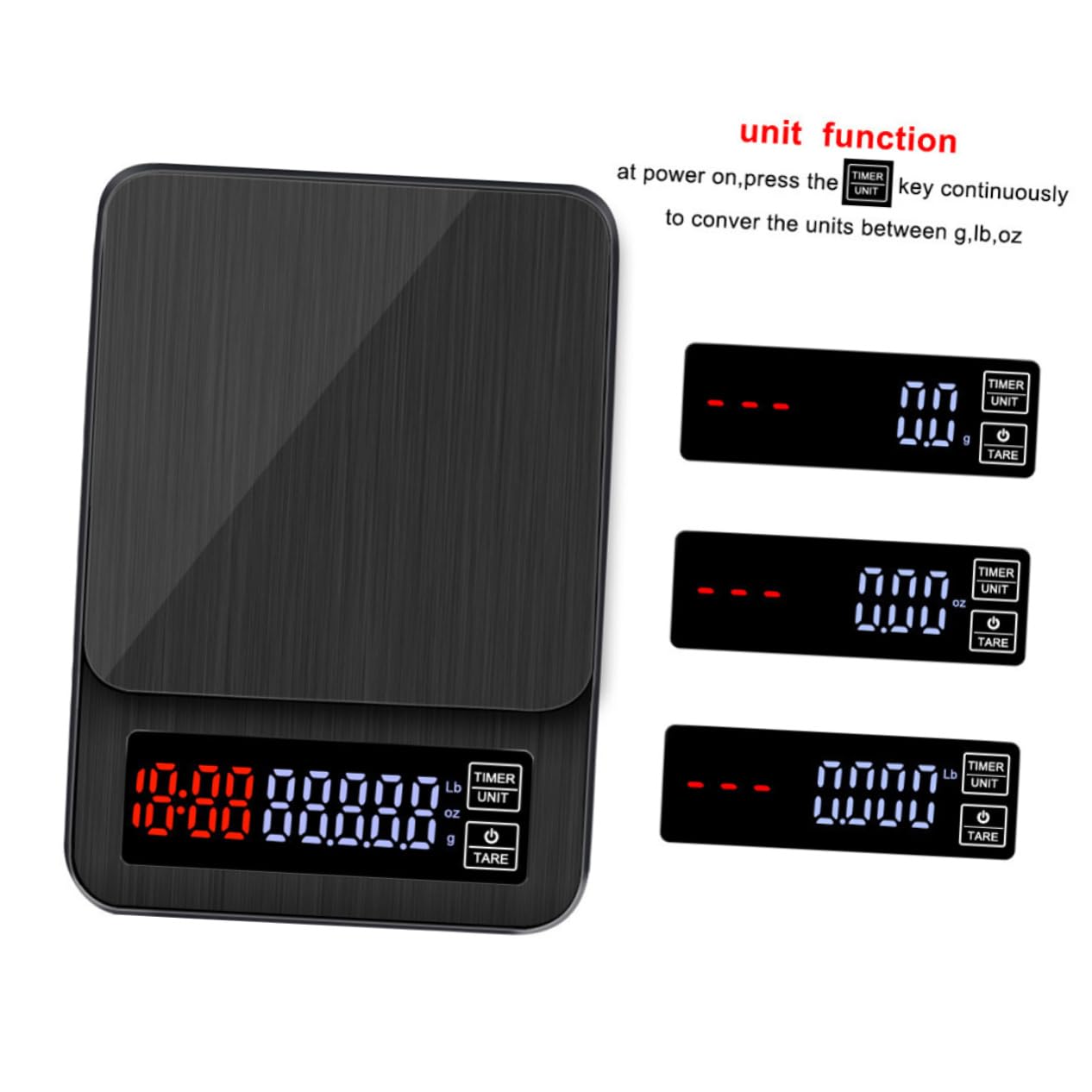 Digitale Küchenwaage mit Timer Hochpräzise Kaffeewaage für Kochen Backen USB Betrieben ohne Batterien für Präzises von Lebensmitteln und Zutaten