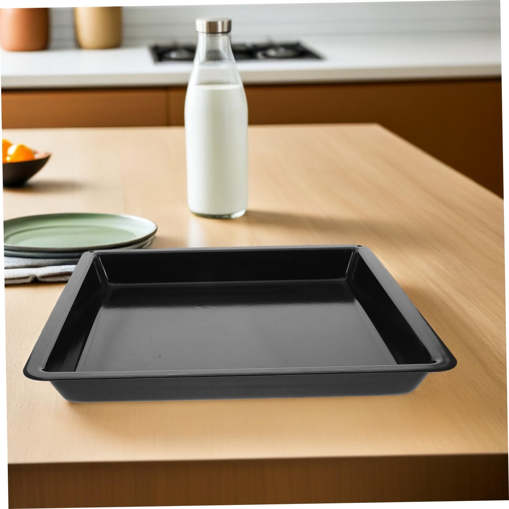Schwarzes Kohlenstoffstahl Backblech 32,2x32,2x3,2cm mit Antihaft Emaille Beschichtung Verformungsbeständig für Großküche und Catering