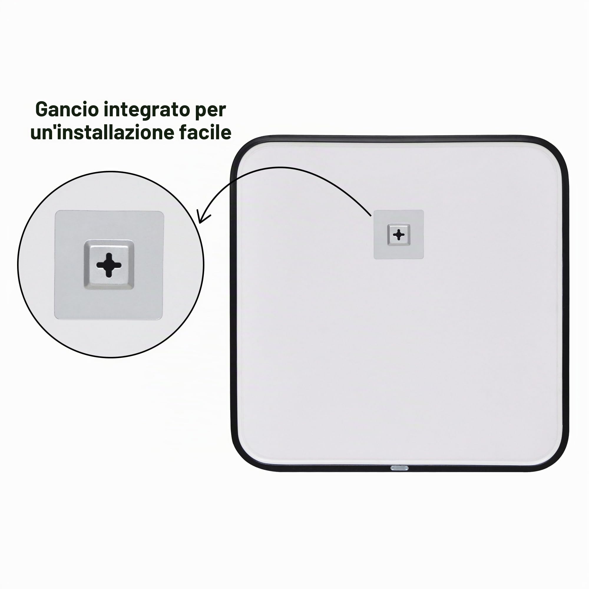 Americanflat Specchio Quadrato da Parete 61x61 cm con Cornice Nera Arrotondata - Specchio da Parete Moderno per Bagno, Camera e Salotto - Specchio da Muro Quadrato