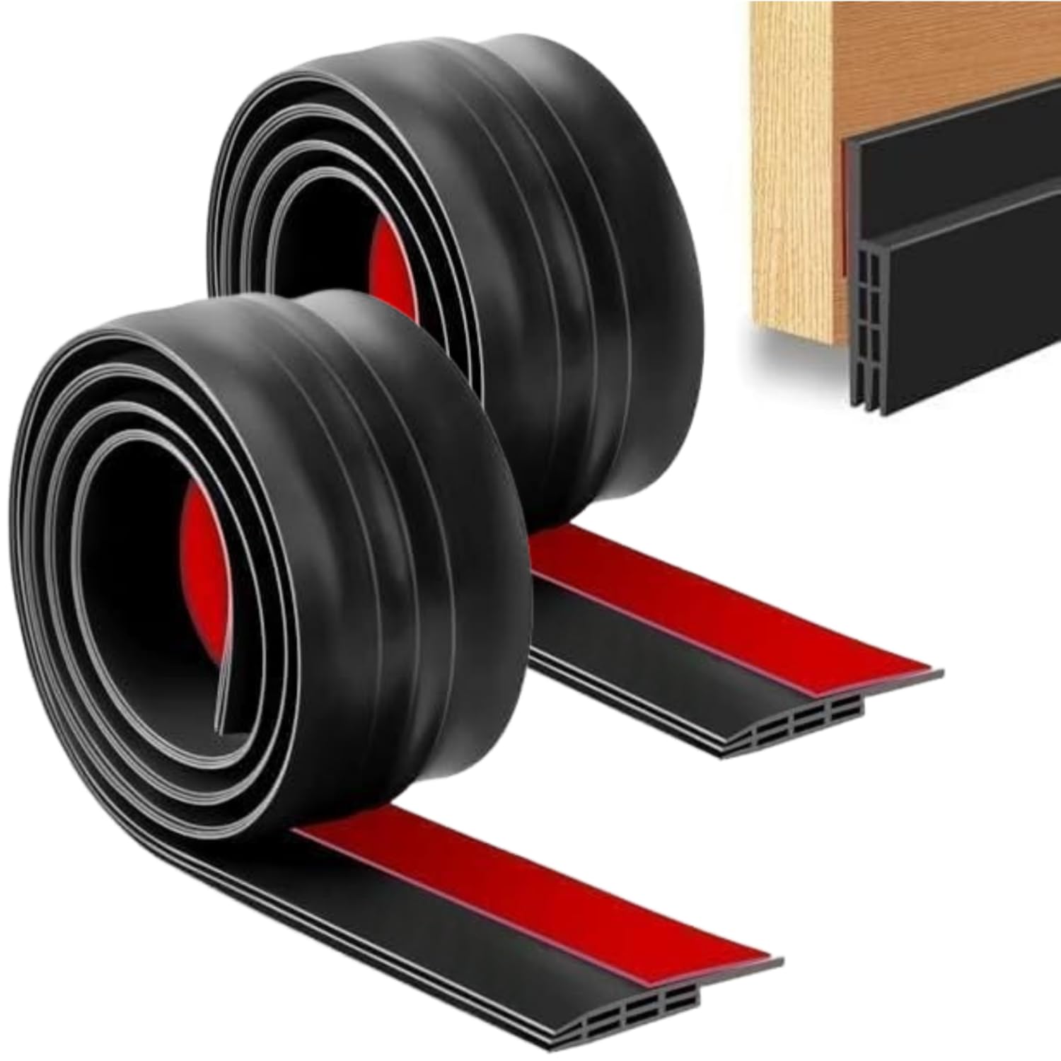 Door Draft Excluder Strip, Self Adhesive Draft Excluder Tape for Noise Proof and Energy Saving, Door Bottom Seal Strip to Prevent Bugs Coming, 78" Length x 2" Width(2M Black)