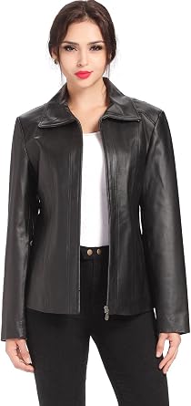 BGSD Women Tina Lambskin Leather Scuba Jacket (Also available in Plus Size & Petite)