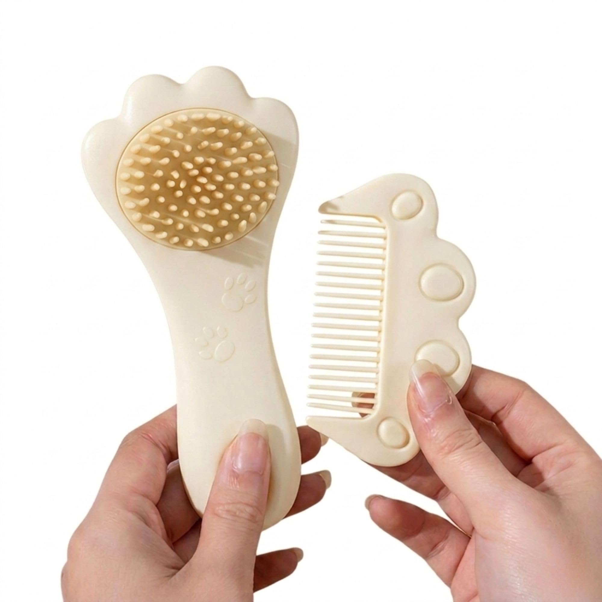 Baby Hair Brush and Comb Set, Soft Bristle Baby Hair Brush, Newborn Scalp Grooming Comb, Infant and Toddler Hair Care Kit for Bath Time, Suitable from Birth, Off White,Pack of 2-image-26