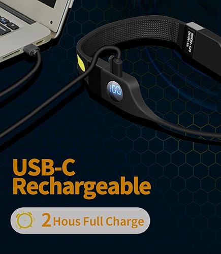 Miniatura 5 de Linterna frontal recargable, lámpara LED de frente de haz ancho de 230 con pantalla de batería digital, linterna impermeable para faros delanteros