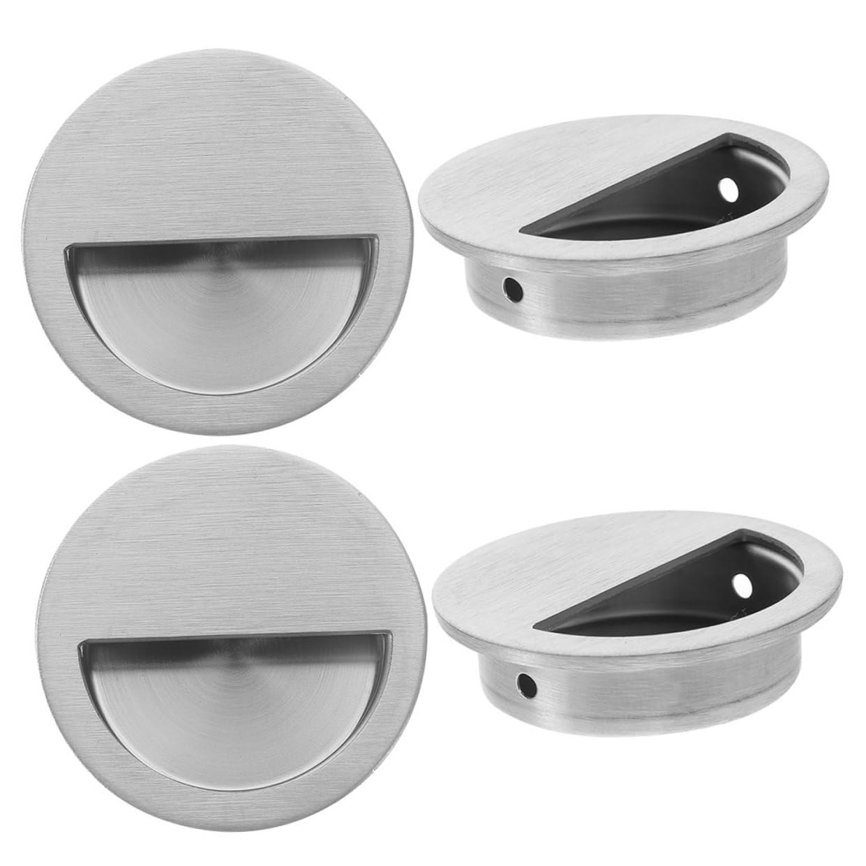 Manija de puerta empotrada invisible de hierro negro para armarios elegantes, 4 piezas