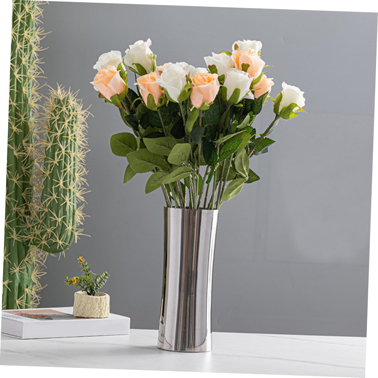 Gatuida Tischvase Aus Edelstahl Moderne Metall-blumenvase Für Wohnzimmer Esstisch Bücherregal-dekor Kleine Blumenvase Für Trockenblumen Und Blumensträuße