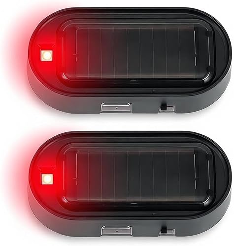 Shudyear Alarma simulada de energía solar para automóvil, luz LED antirrobo intermitente de seguridad, lámpara falsa con puerto de cargador USB,