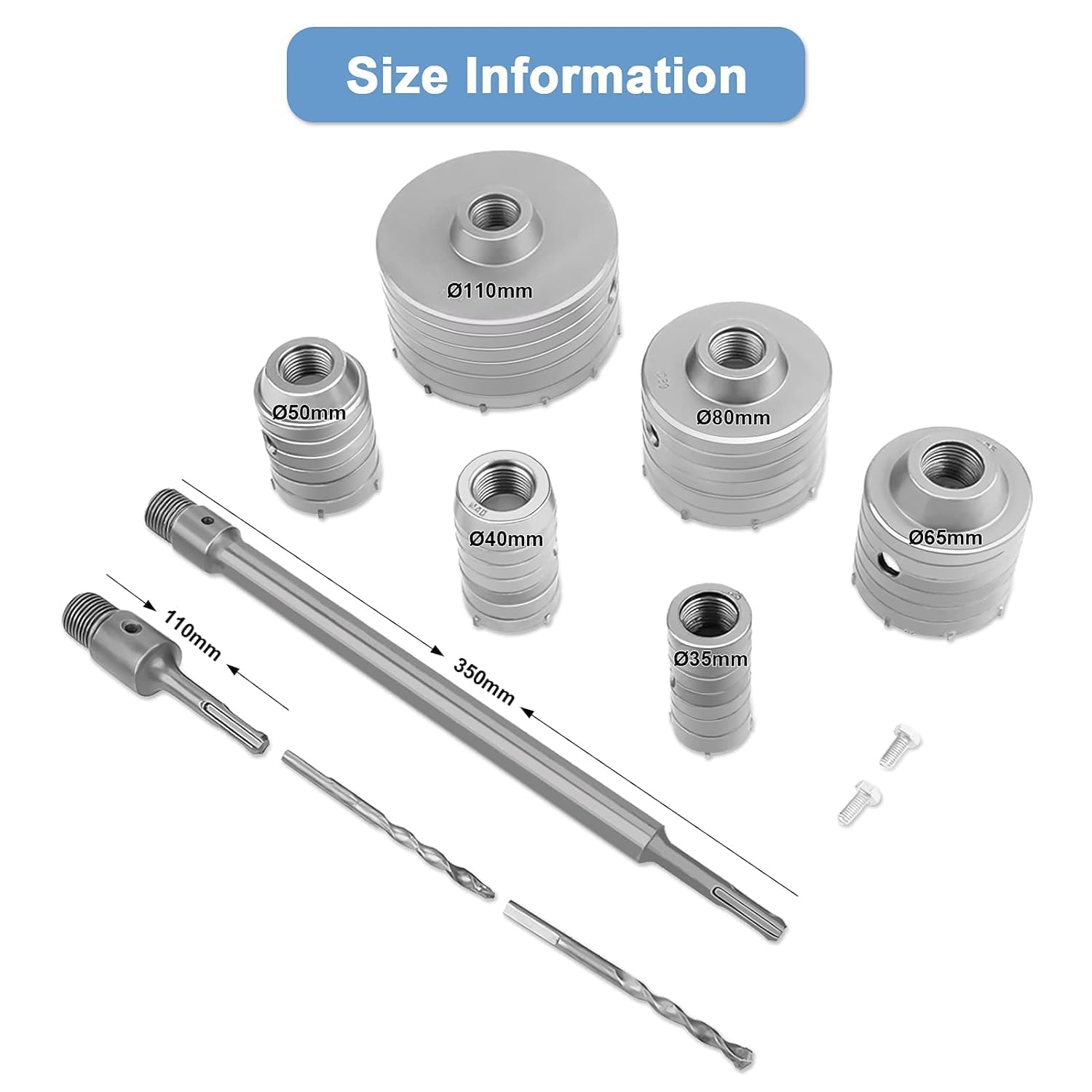 35mm / 40mm / 50mm / 65mm / 82mm / 110mm SDS Plus MA wiertło przedłużające wiertło rdzeniowe, zestaw wierteł rdzeniowych wiertło otworowe 10 sztuk