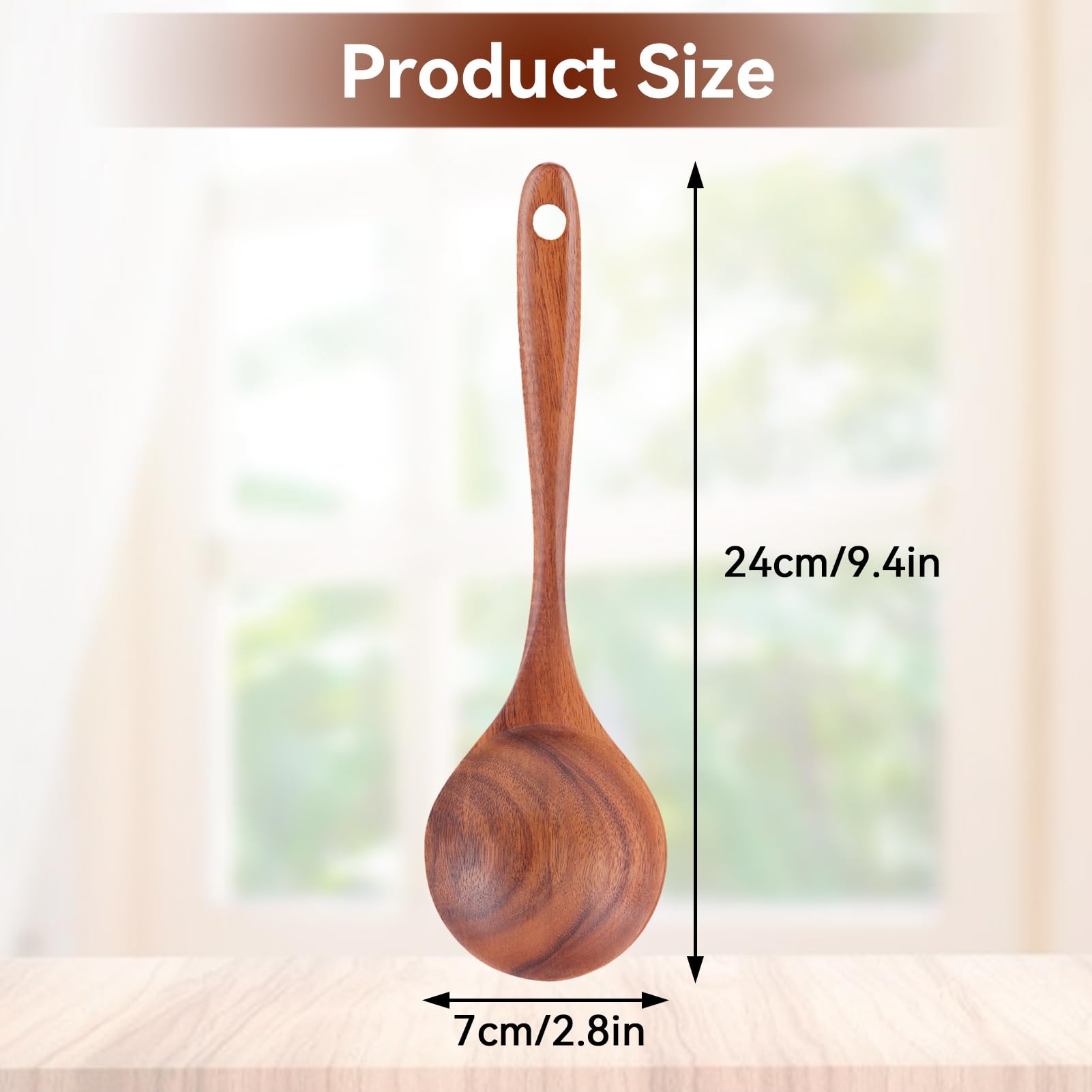 Mestolo da Zuppa,Mestolo in Legno per Salsa,Utensili Cucina Legno,Cucchiaio per Mescolare Il Teak Cucchiaio da Cucina in Legno Cucchiaio da Portata Cucchiaio Mestolo da minestra con manico lungo Casa