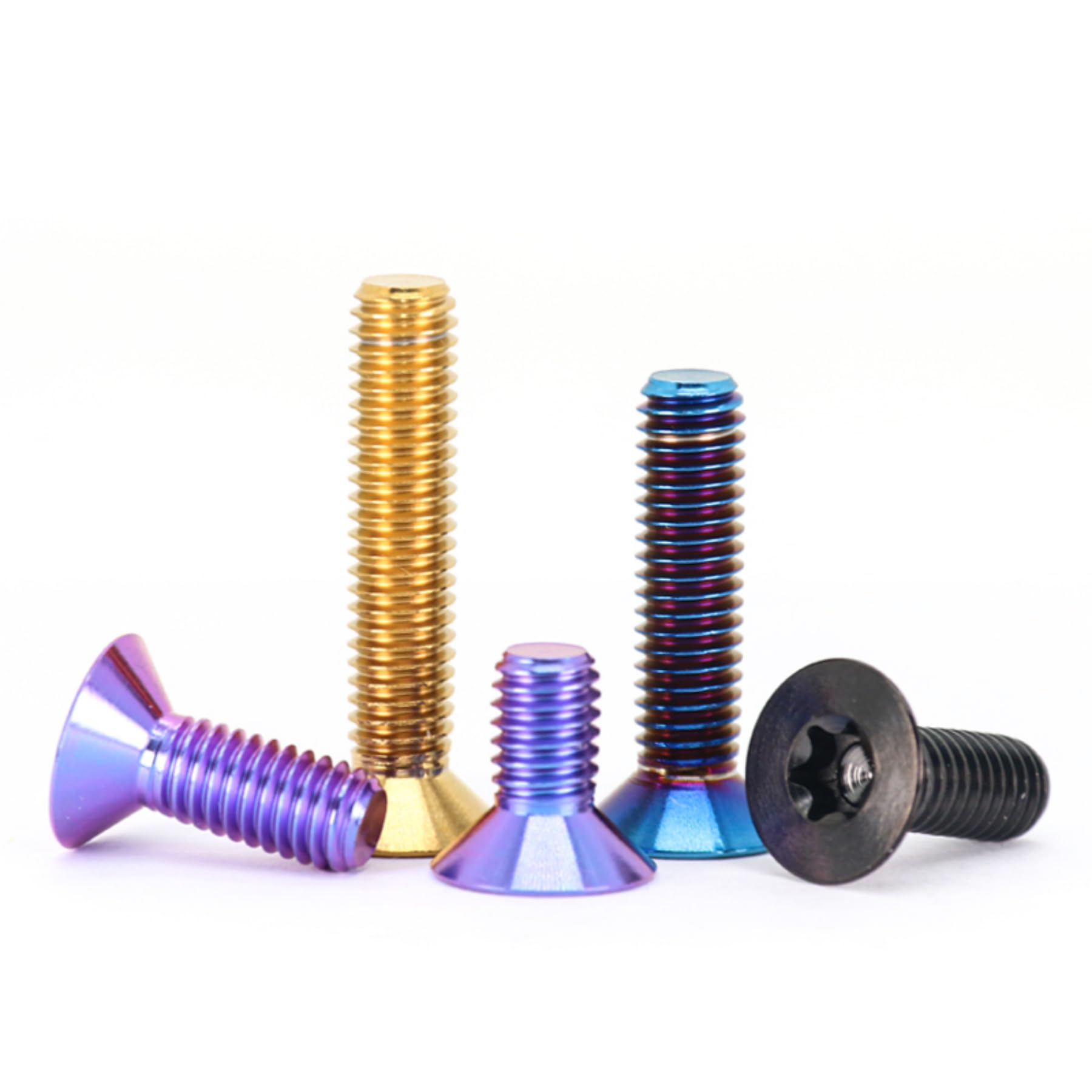 GR5 (Ti-6Al-4V) Titanium Alloy Countersunk Screws Flat Head Titanium Alloy Bolts 4 Pack M4 M5 M6 M8 (Black, M4x8mm=4pcs)