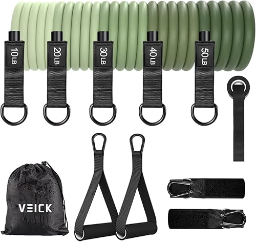 Miniatura 24 de VEICK Bandas de resistencia, bandas de ejercicio, bandas de entrenamiento, bandas de resistencia para entrenar con asas para hombres y mujeres, Gris