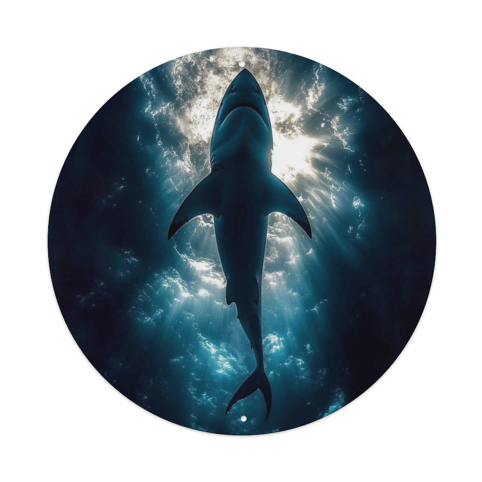 Cwbufd Vintage Style Animal Great White Shark Deep Ocean Sunlight Predator Wildlife Vintage Metal Tin Sign Plaque Wall Decor For Cafe, Club Bar, Office, Garden Metal Poster 8X8inch
