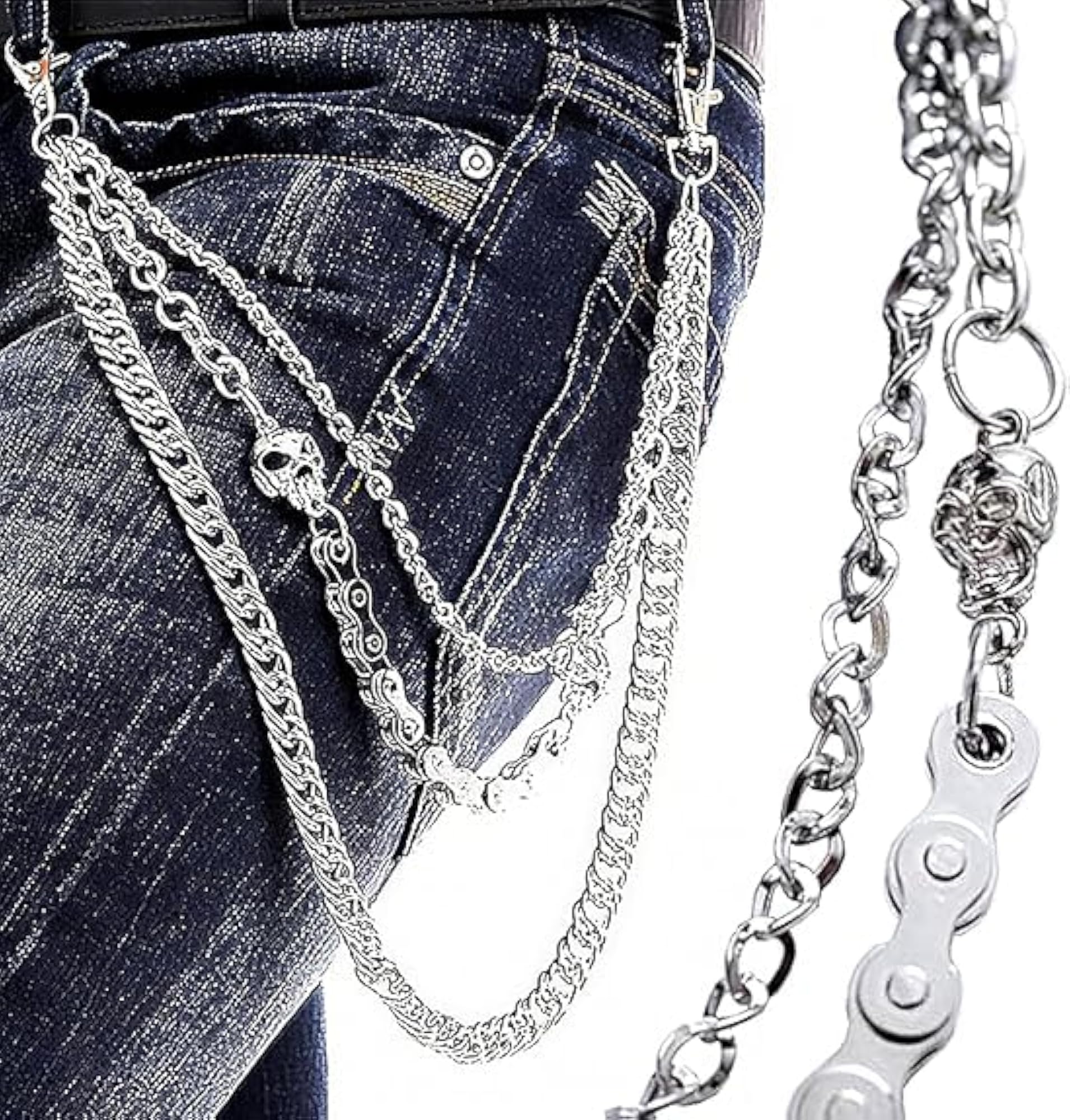Men's Biker Skull Chain Wallet, Punk Style