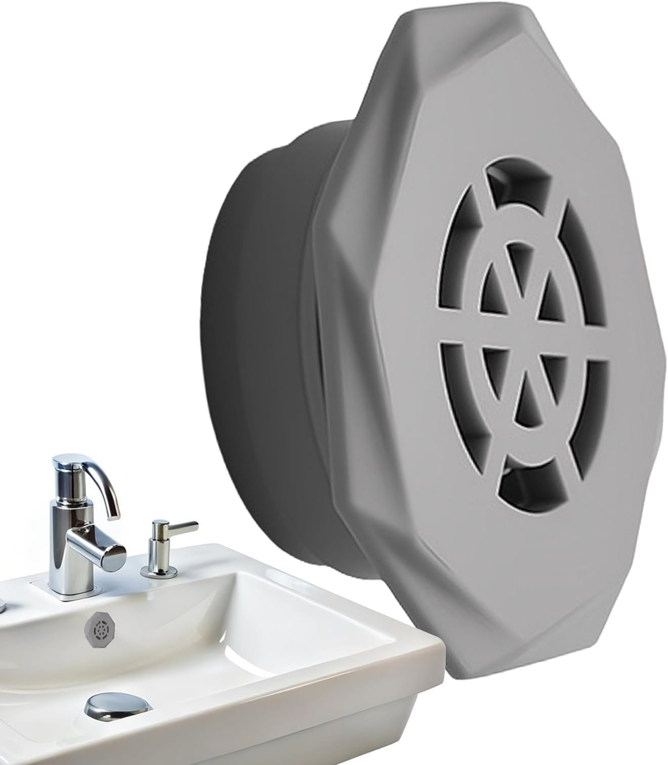 ABS Overflow Ring, Bathroom Sink Trim Cover, 8.66-11.02 Inches Drain Plug with Silicone Build, Washbasin Accessory, Anti-Odor Sink Tool with Automatic Closing Design, Kitchen Gear for Tub Shower