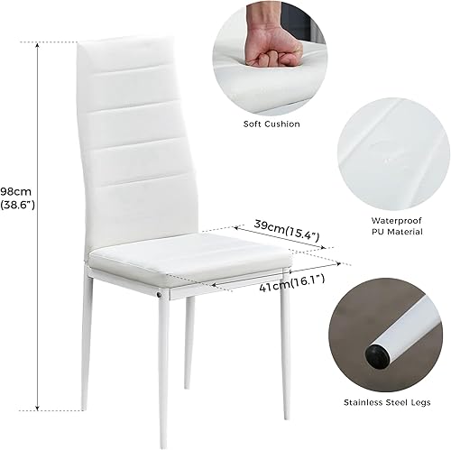 Miniatura 4 de Juego de Mesa y Sillas de Comedor para 6, Juego de Mesa de Cocina de 7 Piezas con Silla de Cuero Sintético de Respaldo Alto para Comedor Cocina