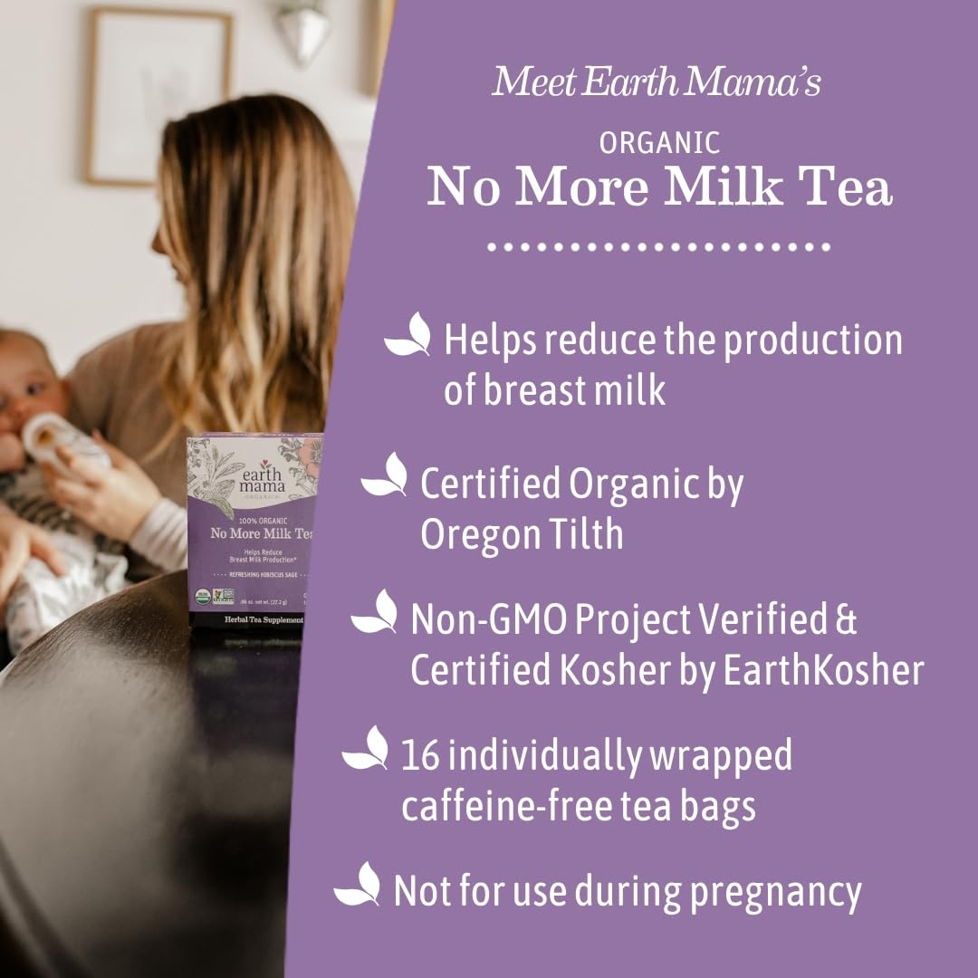 Earth Mama Organic No More Milk Tea | Reduce Breast Milk Production Stop Breastfeeding & Wean Lactation Postpartum Essentials for New Moms | 48 Teabags | Caffeine Free & Non-GMO product thumbnail 6