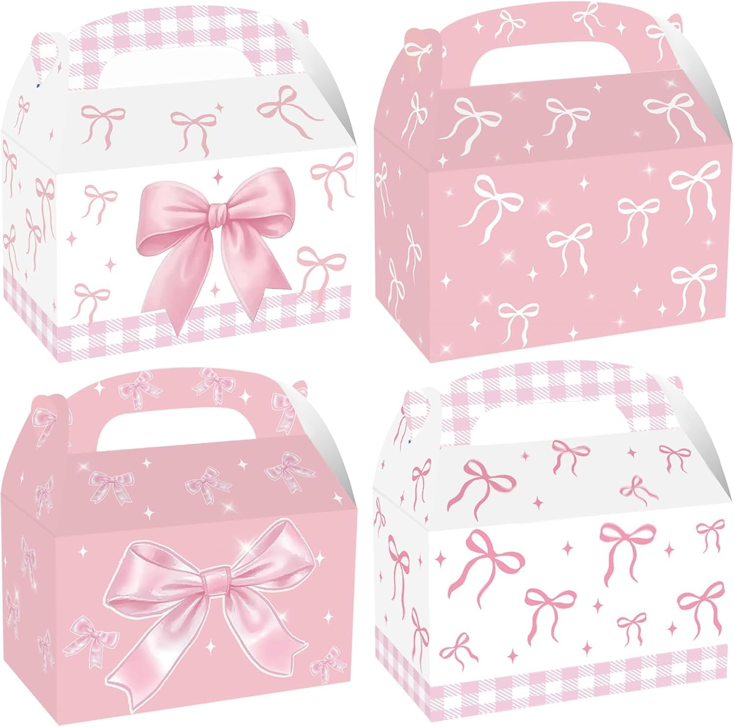 Azonee 24 Pcs Pink Bow Treat Boxes for Birthday, Bachelorette, Engagement, Baby Shower Party Decoration Coquette Bow Themed Treat Candy Box Home
