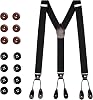 Braces for Men Trousers, Y-Back Men Braces with 8Pcs Black and 6Pcs Brown Buttons 3.5cm Wide Y-Shaped Adjustable Elastic Suspender with 14Pcs Buttons for Braces Party Business Black
