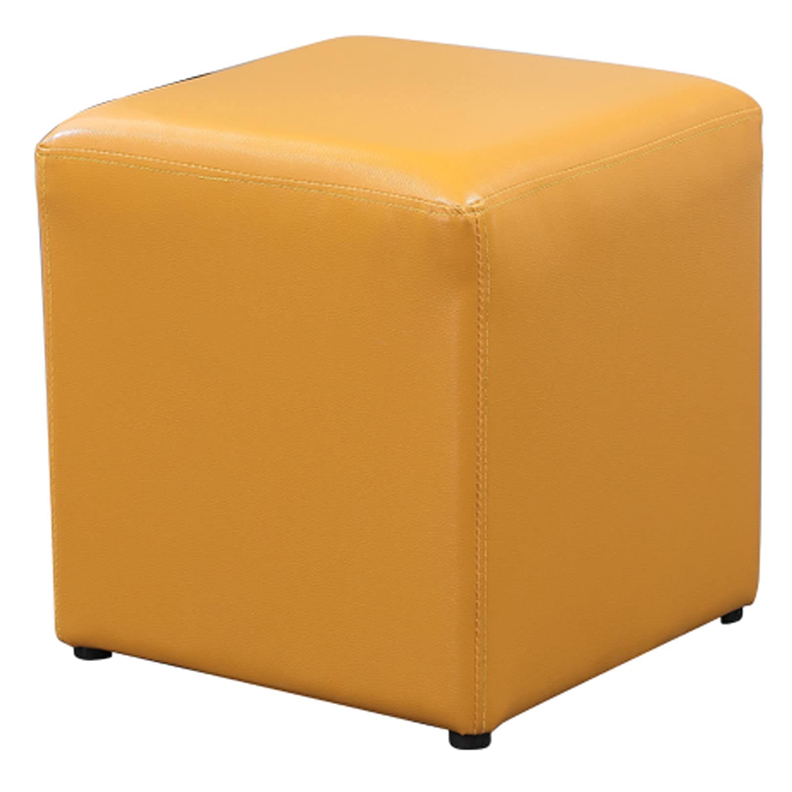 Banc à chaussures en similicuir jaune de 32 cm avec petit tabouret bas pour couloir