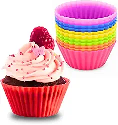 Kit 12 Formas de Silicone para Cupcake, Muffin, Bolinho, Assadeira, Air Fryer, Cores Variadas, Resistente a Temperatura, Forminhas, Livre de BPA – Qualidade Premium