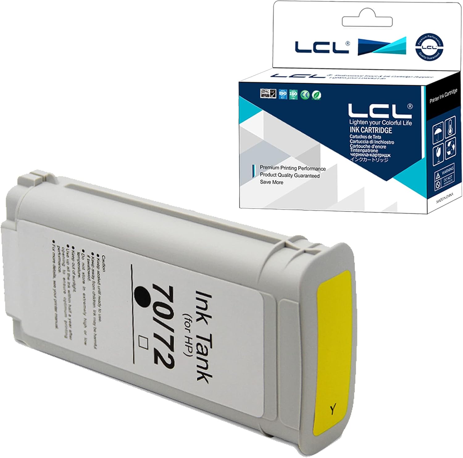LCL Compatible Ink Cartridge 70 C9454A 135ML High Yield (1Pack Yellow) Replacement for HP Designjet Z2100 Z3100 Z3100PS Z3200 Z3200PS Z5200 Z5400