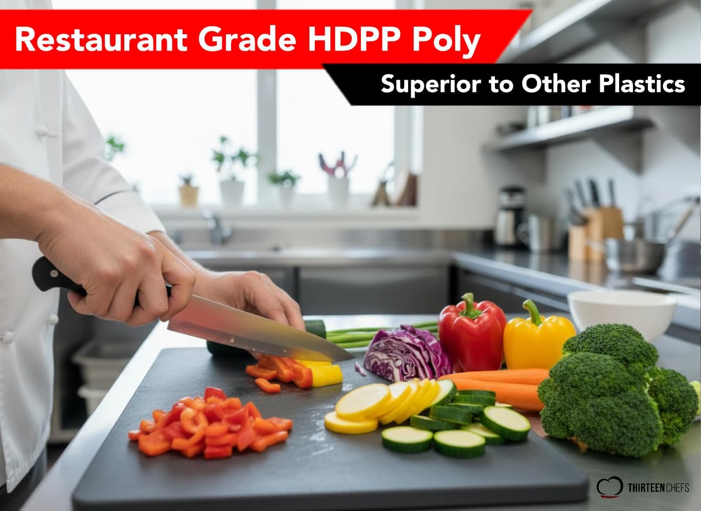 Large Poly Cutting Board, 18x12 Inch Black, 3/4" Thick, BPA Free and Dishwasher Safe