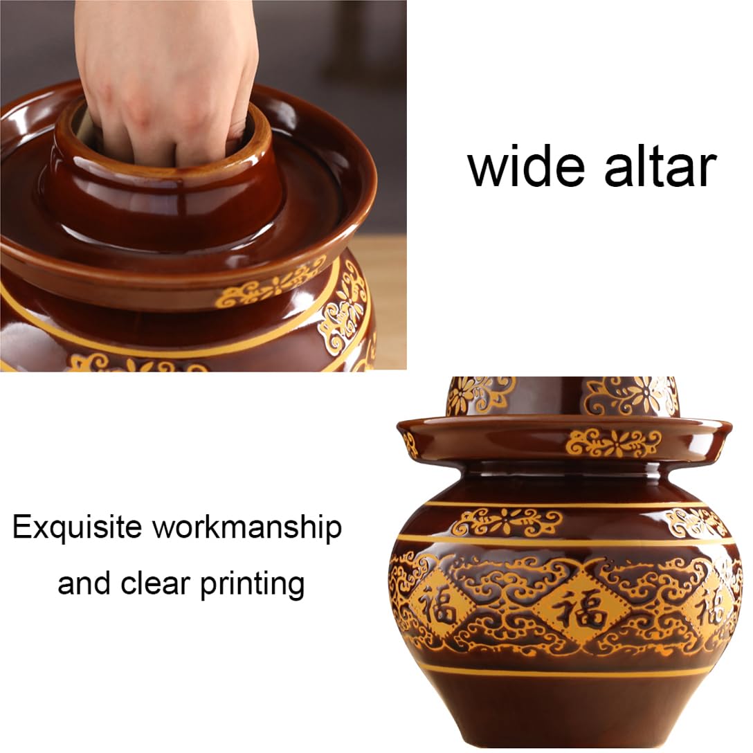 Ceramiczny słoik na marynaty z pokrywkami, duży tradycyjny chiński porcelanowy słoik do marynowania, ceramiczny garnek fermentacyjny z uszczelką wodną pokrywką śluzy powietrznej, garnek z kiszoną
