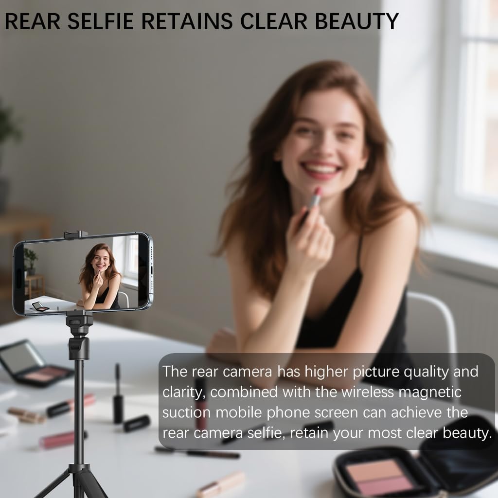 Selfie Monitor Screen for iPhone Magnetic Mount Vlog Live Stream Rear Connection with Remote Control, Compatible with iPhone （Not Support iPhone 17(White)