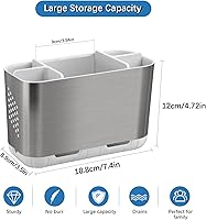 Vista 6 de Portacepillos de dientes para organizador de encimera de baño, portacepillos para cepillos de dientes eléctricos grandes desmontables