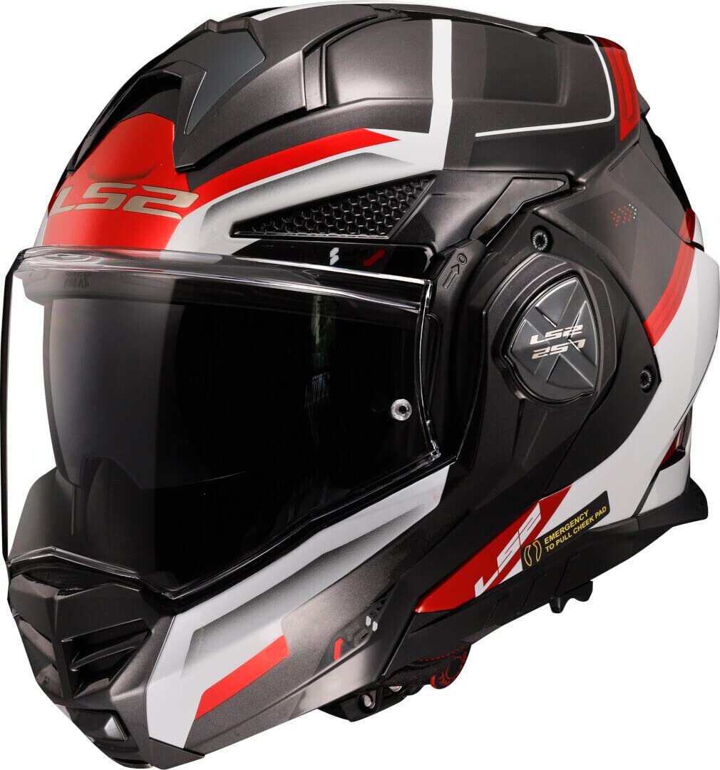 LS2, Casco Moto Modulare ADVANT X SPECTRUM Black White Red, M