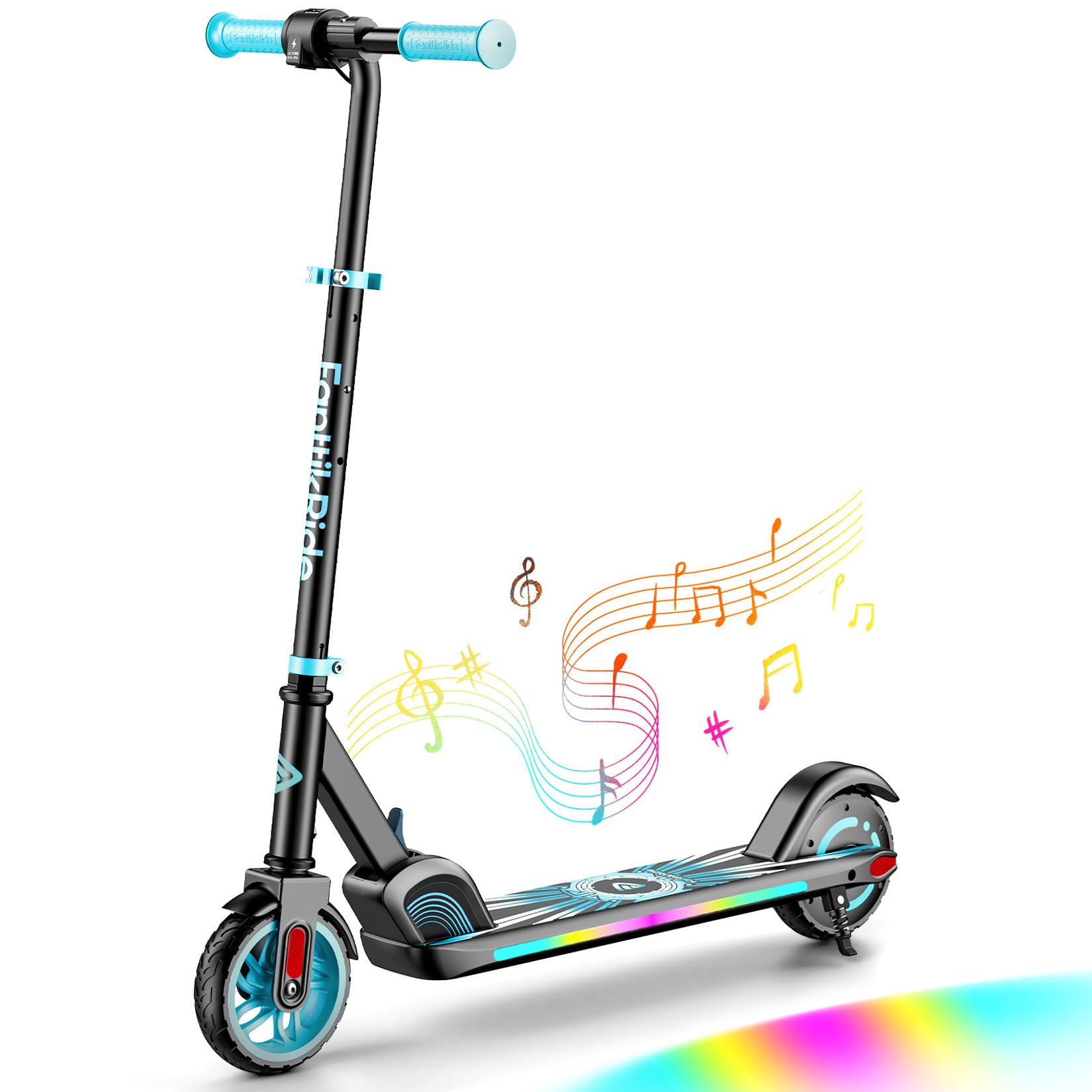 FanttikRide C9 Apex Electric Scooter for Kids 8-12, Adjustable Handlebar Height for Riders 3.9-5.2 ft, 132 lbs, Up to 40 mins Continuous Time, 3 Speed Mode 5/8/10 MPH, Bluetooth Music Speaker