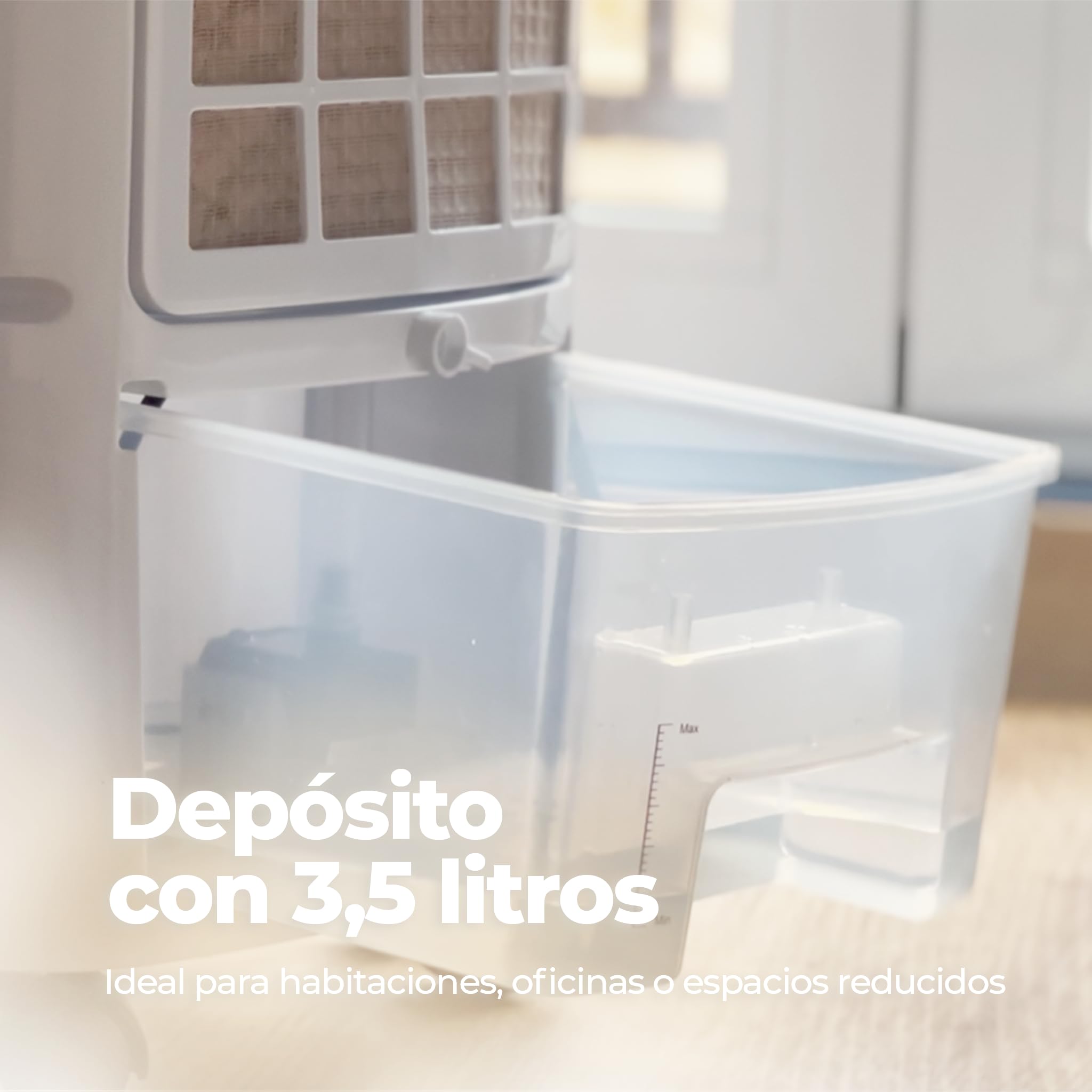 EVVO Climatizador Evaporativo CLIMA AC650. Potencia: 65 W, Depósito: 3,5 L, 3 velocidades ajustables, Oscilación automática de 70º, Ruedas multidireccionales, Incluye 2 acumuladores de frío