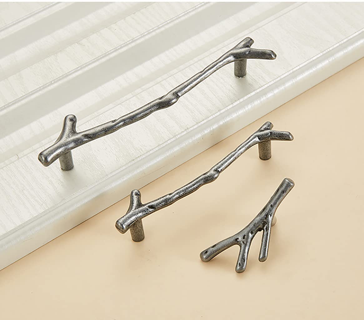 Lot De 4 Boutons D'armoire Vintage En Forme De Branche D'arbre Noir En Alliage De Zinc à Double Trou Pour Commode De Ferme (bronze, Trou Unique