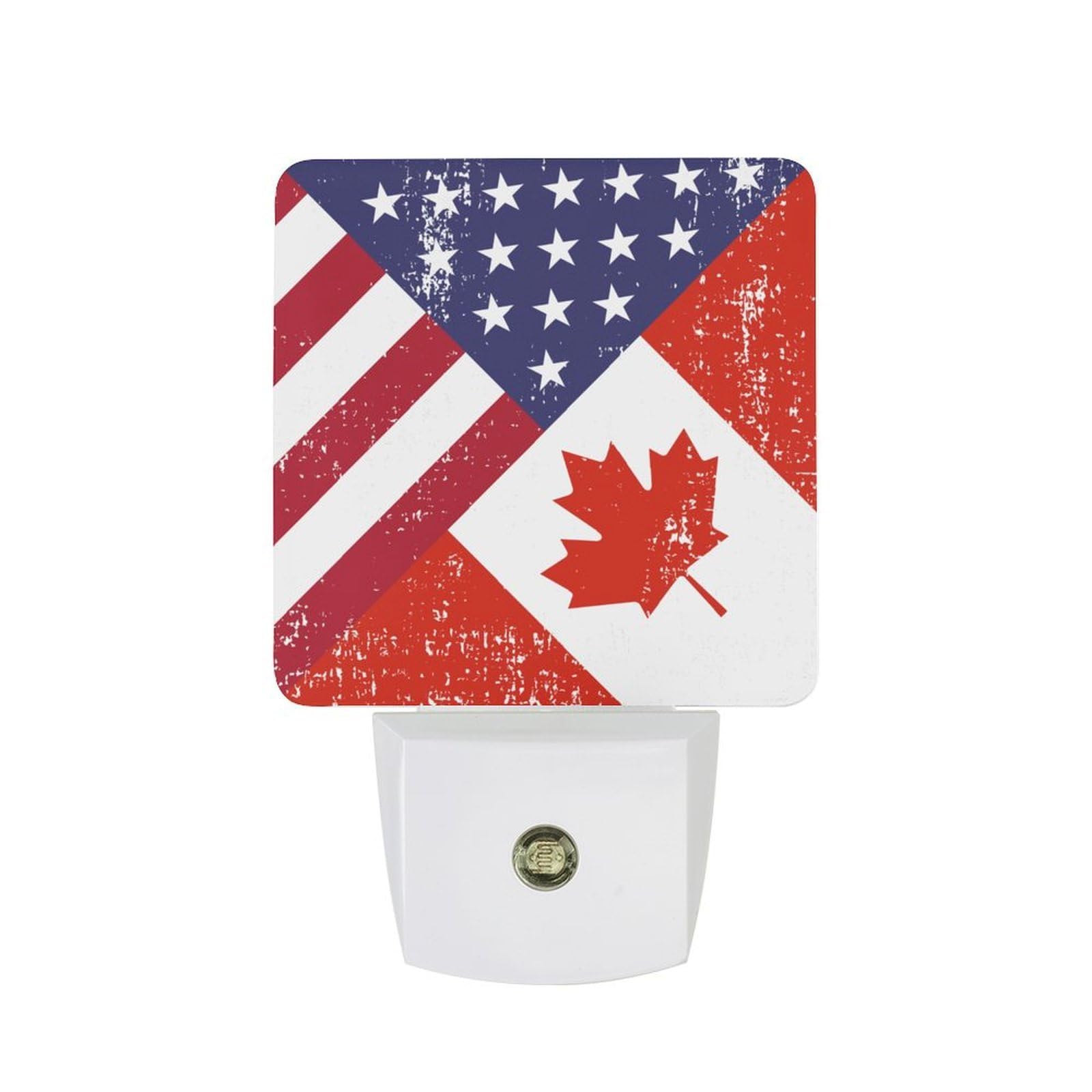 Nqrxadcrt Style Retro America Canada Flag Night Light Plug In Wall Lights Bedside Lamp Bedrooms Home Hallways Decoration