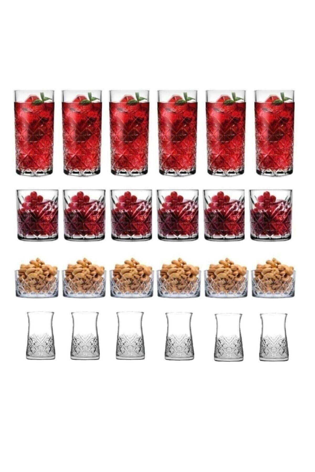 Pasabahce Timeless 24 Parça Meşrubat Su - Çerezlik Ve Çay Bardağı Seti Çeyizlik Seti 545best44498333322.